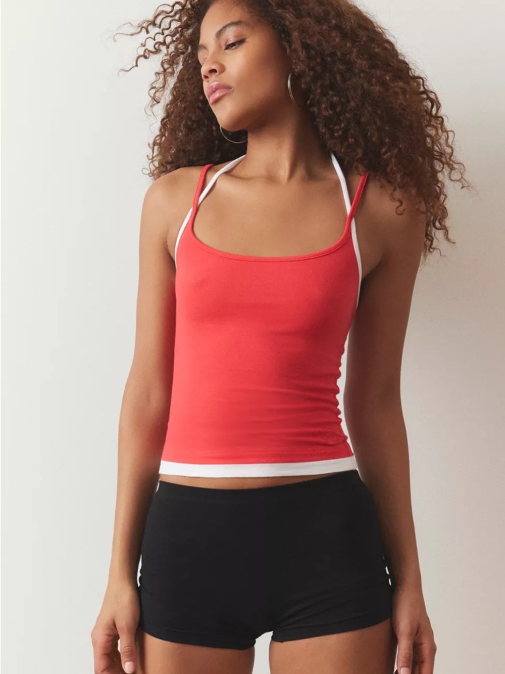 Urban Outfitters Out From Under Cotton Compression Layered Cami Top Red White